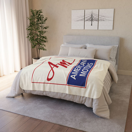 50" × 60" Beige AMC Square Logo Ivory Fleece Sherpa Blanket