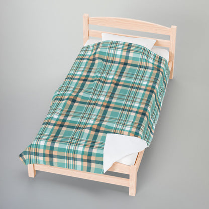 Coastal Shores Plaid Velveteen Plush Blanket