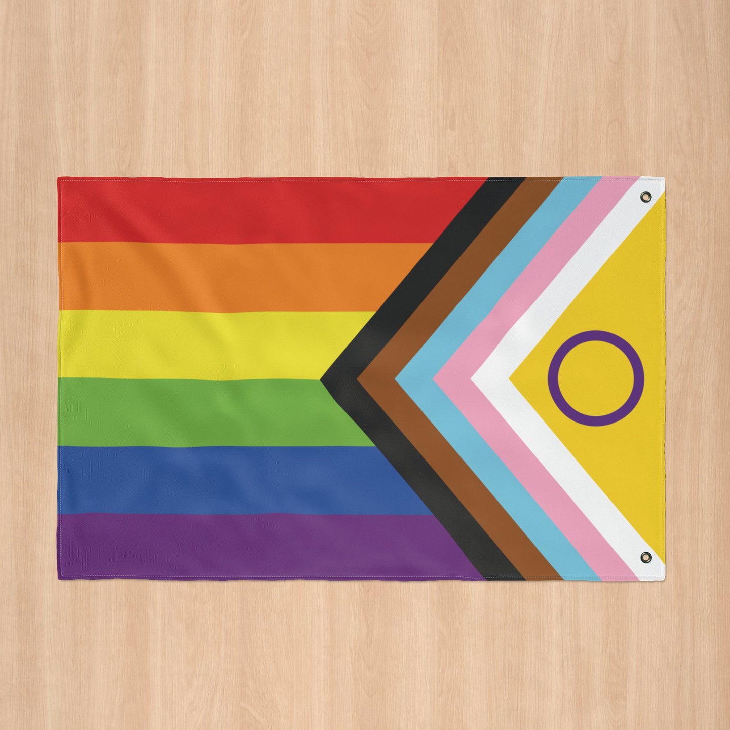 Intersex-Inclusive Rainbow Progress Pride Flag with Grommets