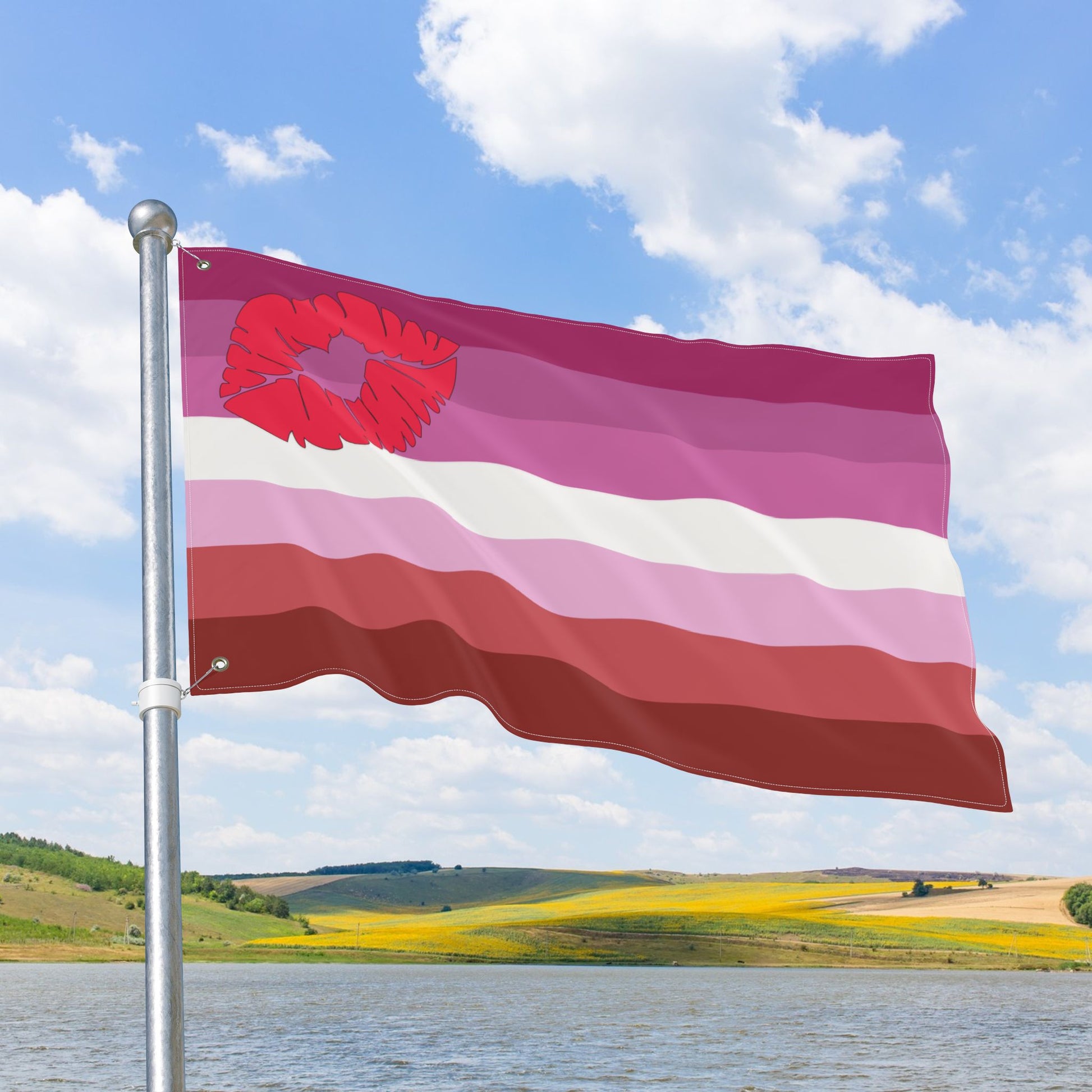 Lipstick Lesbian Pink Pride Flag with Grommets