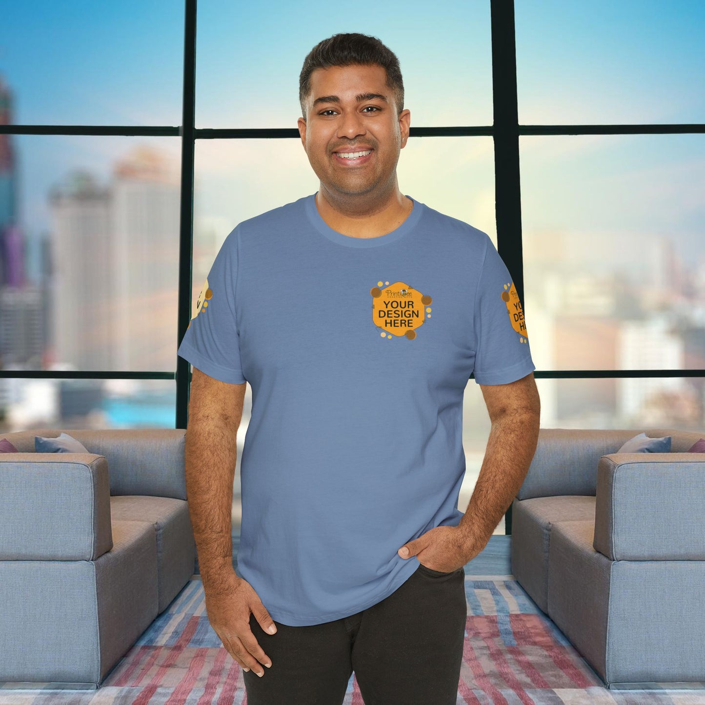 Steel Blue Custom Blue & Teal Tees for BELLA+CANVAS® 3001