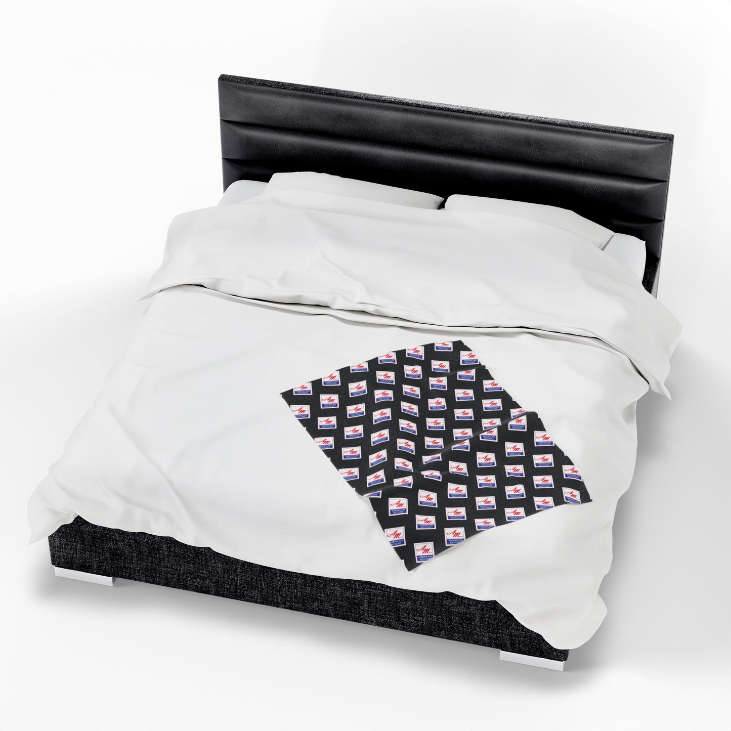 Velveteen Plush AMC American Motors Square Logo Black Blanket
