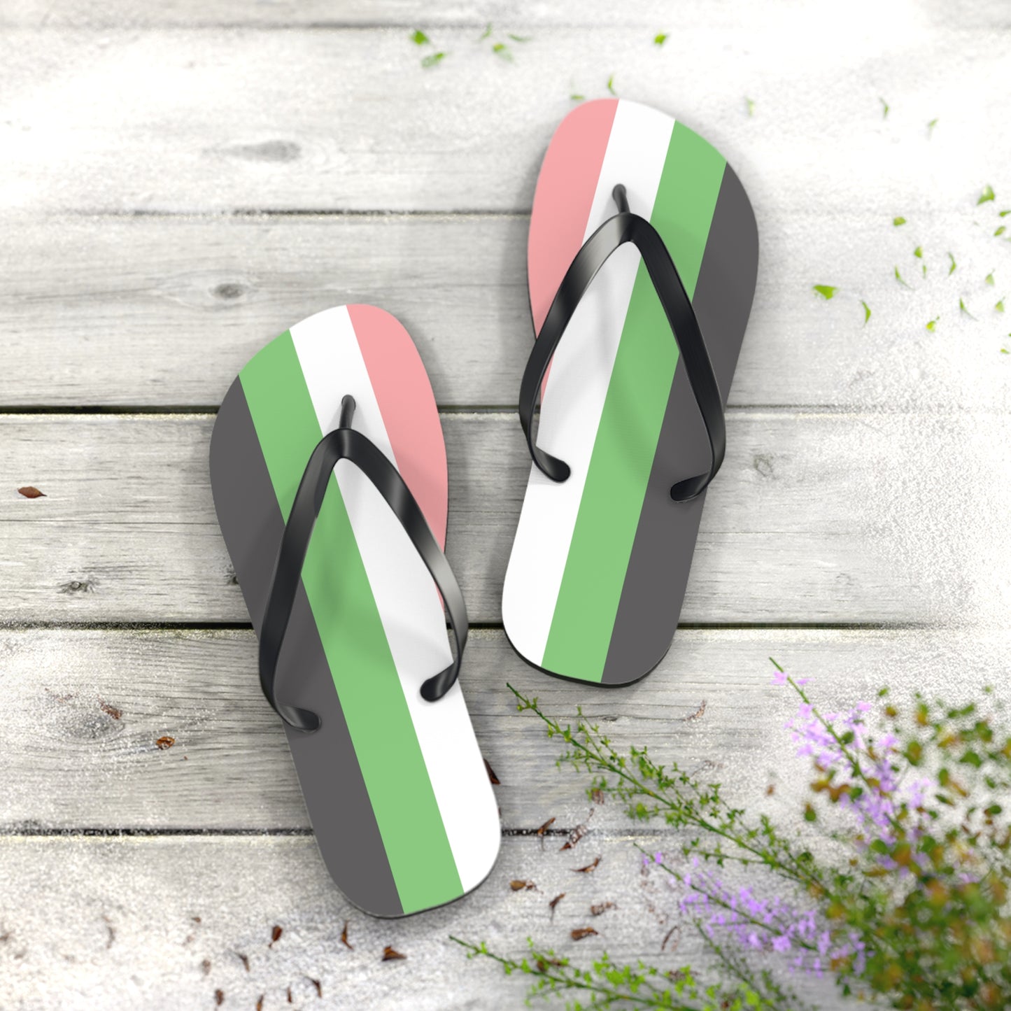 XL Black sole Idemromantic Pride Flip Flops