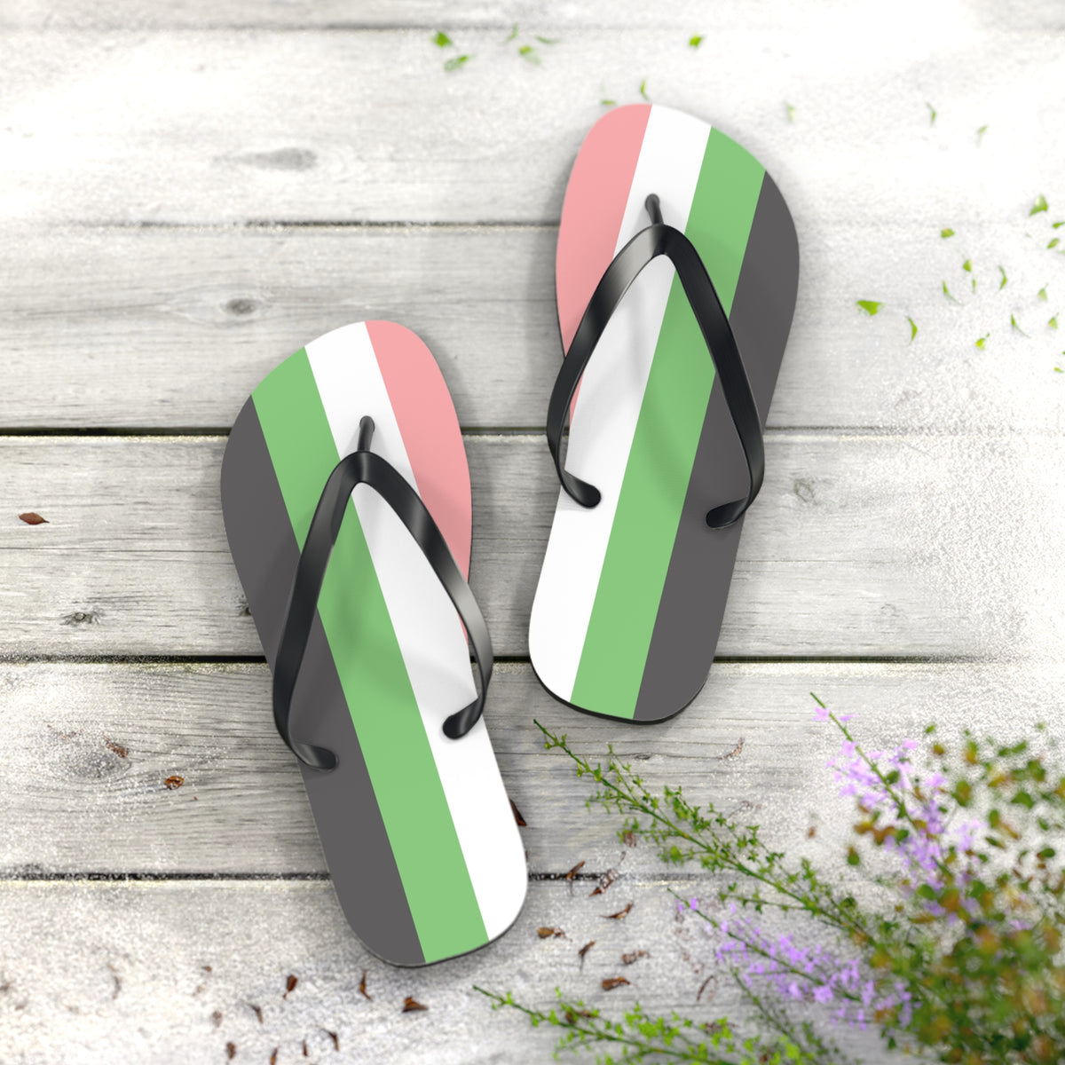 XL Black sole Idemromantic Pride Flip Flops