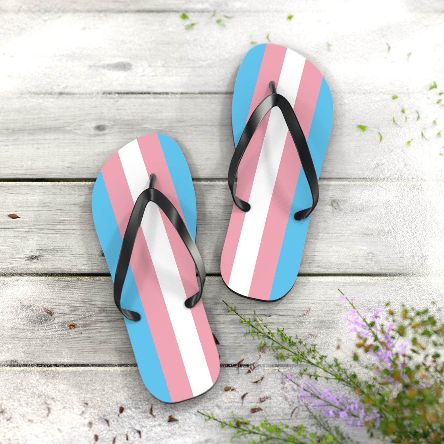 XL Black sole Transgender Pride Flip Flops