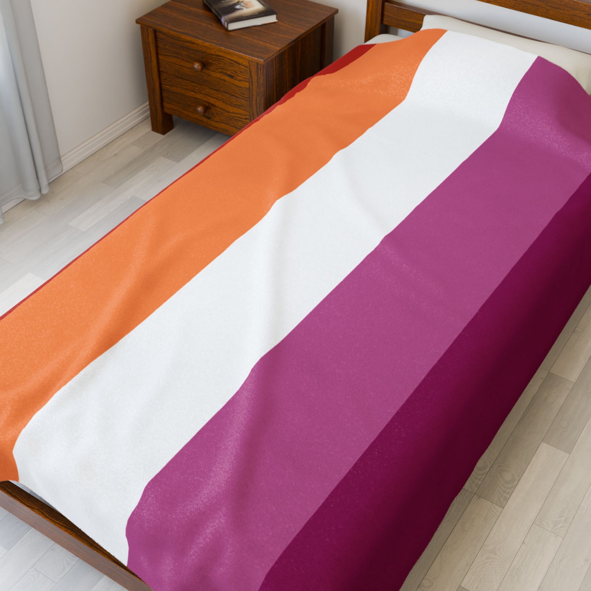 Lesbian Sunset Pride Flag Velveteen Plush Blanket