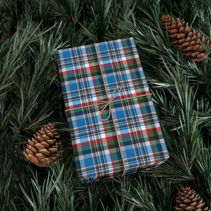 Christmas Honolulu Blue & Silver Detroit MI Plaid Gift Wrapping Paper Roll