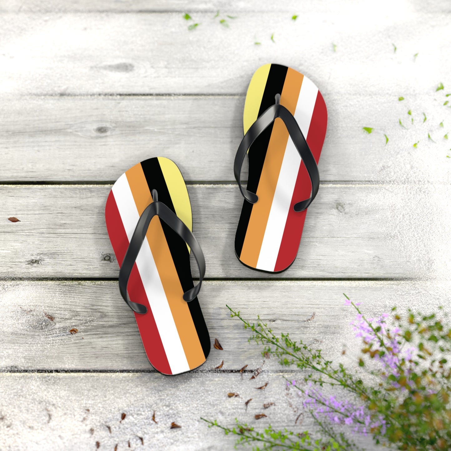 S Black sole Mutogender Pride Flip Flops