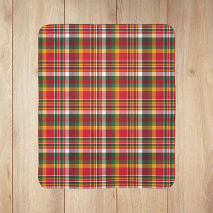 Christmas Red & Yellow Kansas City MO Plaid Fleece Sherpa Blanket