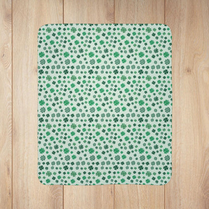 St. Patrick's Day Mint Shamrocks Fleece Sherpa Blanket