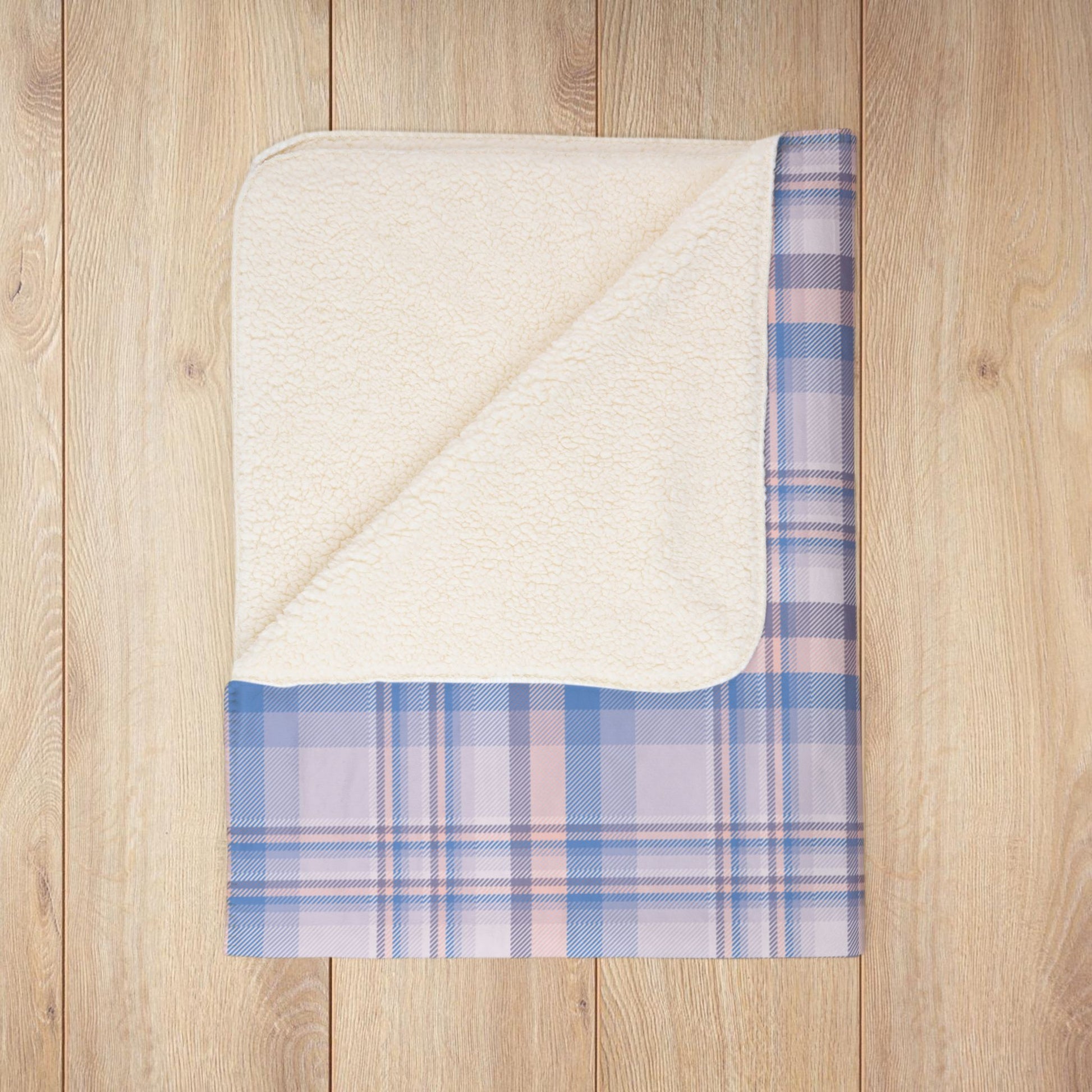 Winter Lavender Pastel Plaid Fleece Sherpa Blanket