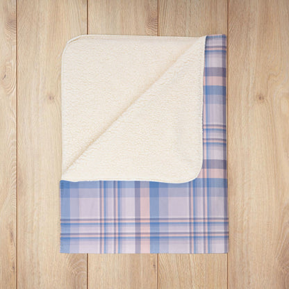 Winter Lavender Pastel Plaid Fleece Sherpa Blanket