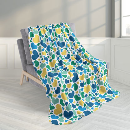 50" × 60" Non-Binary Boy Pride Valentine’s Day Hearts Fleece Sherpa Blanket