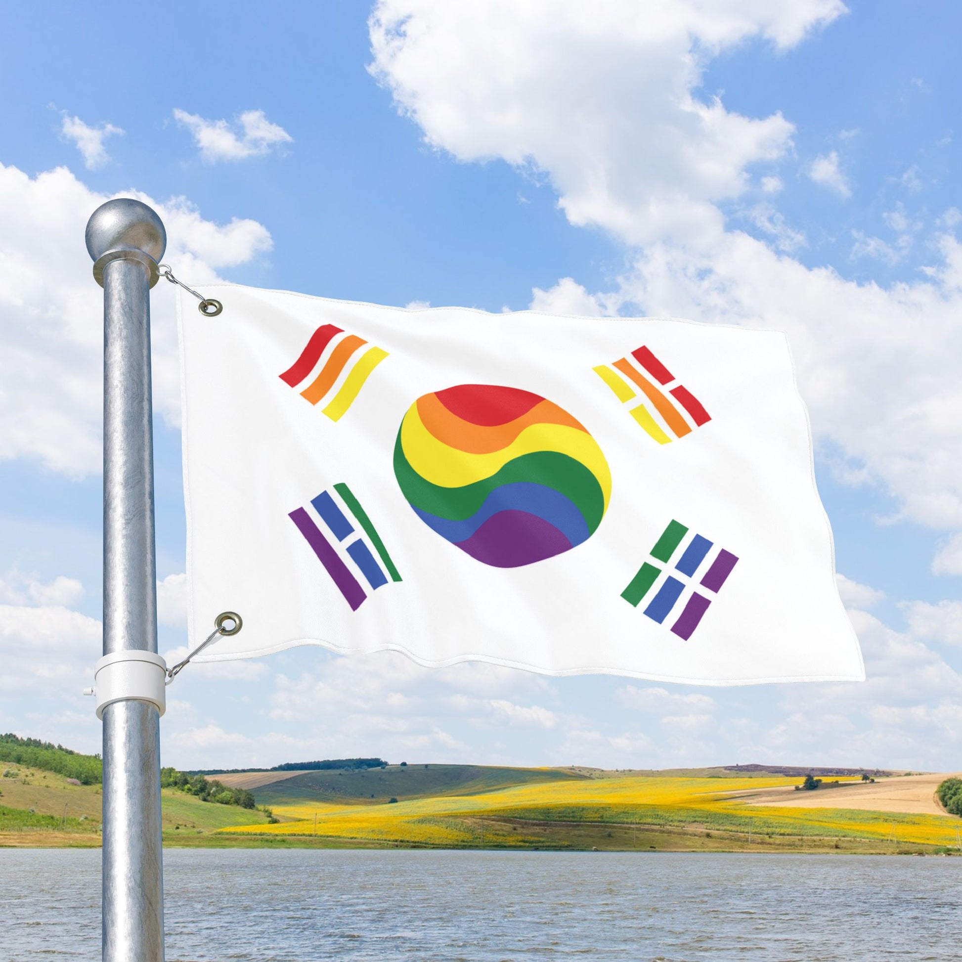 South Korea Rainbow Pride Flag with Grommets