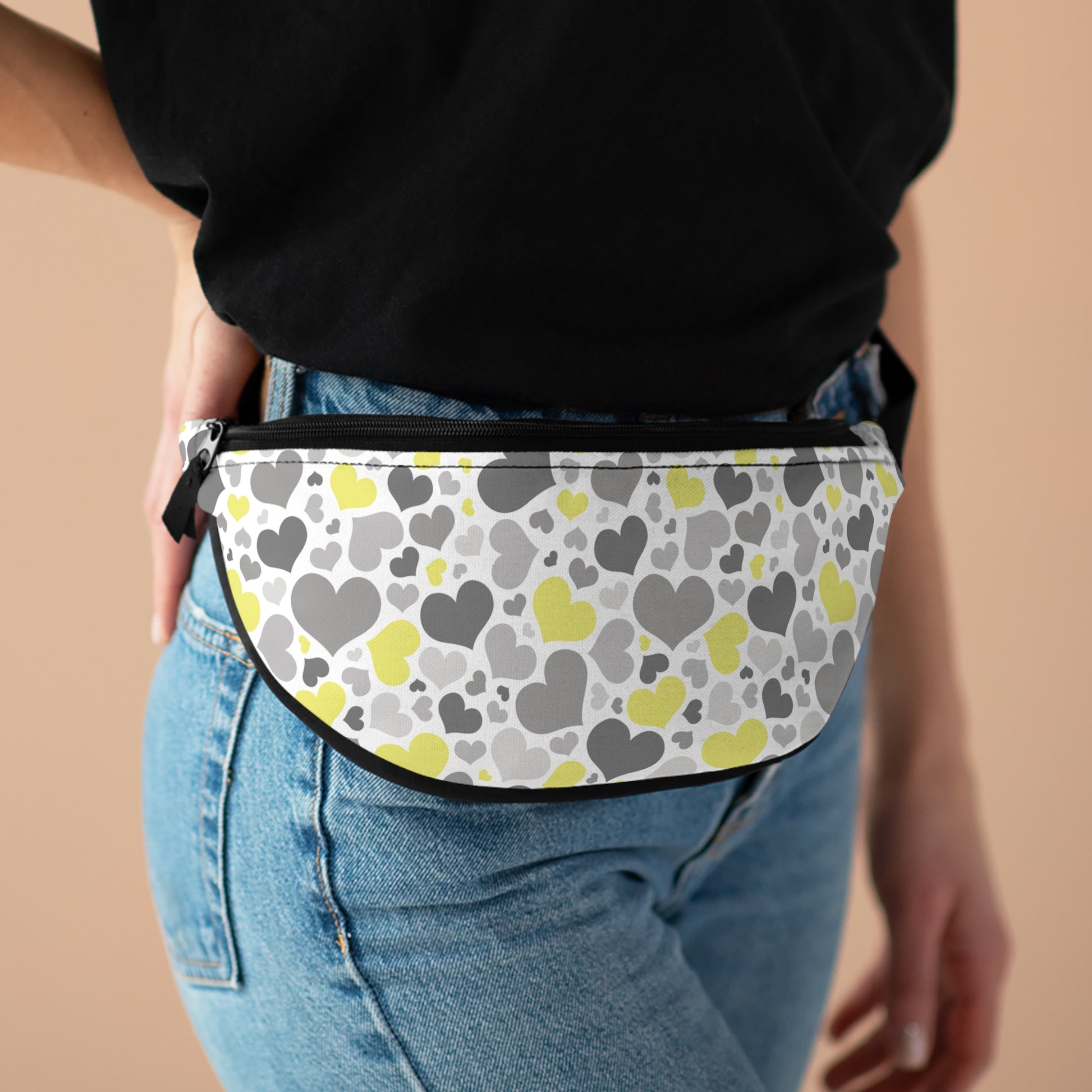 One size Demigender Pride Hearts Fanny Pack