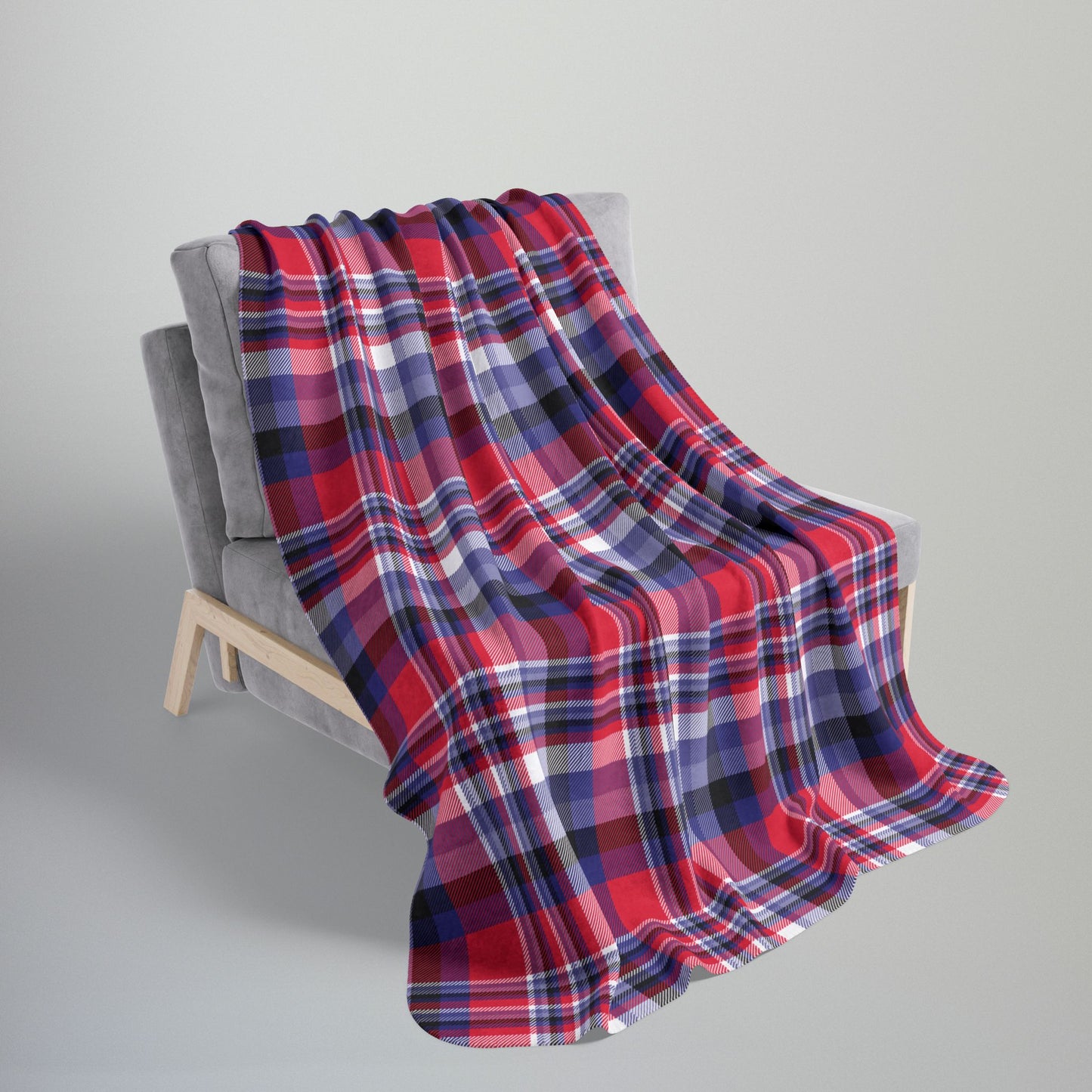 Nautical Red Plaid Fleece Sherpa Blanket