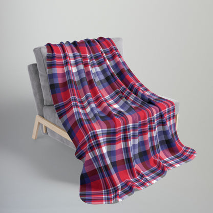 Nautical Red Plaid Fleece Sherpa Blanket