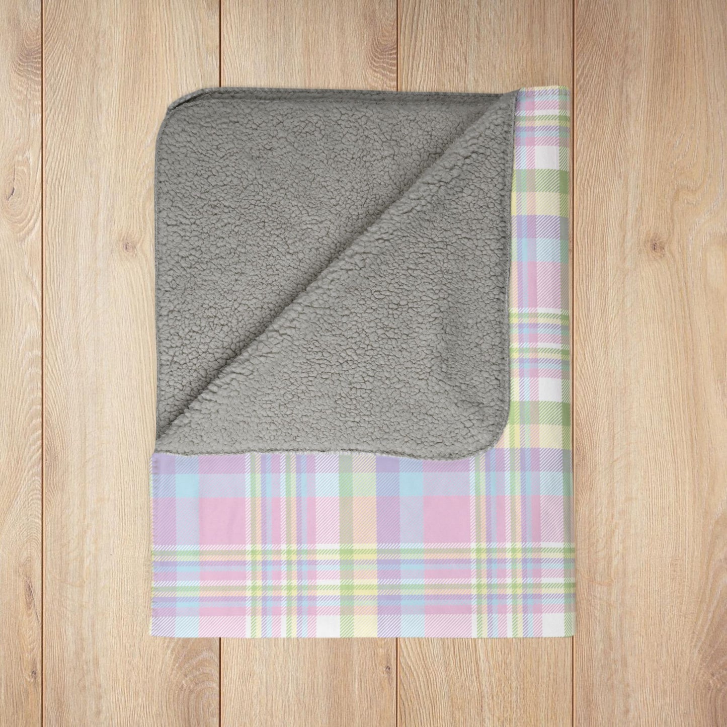 Easter Pastel Plaid Fleece Sherpa Blanket