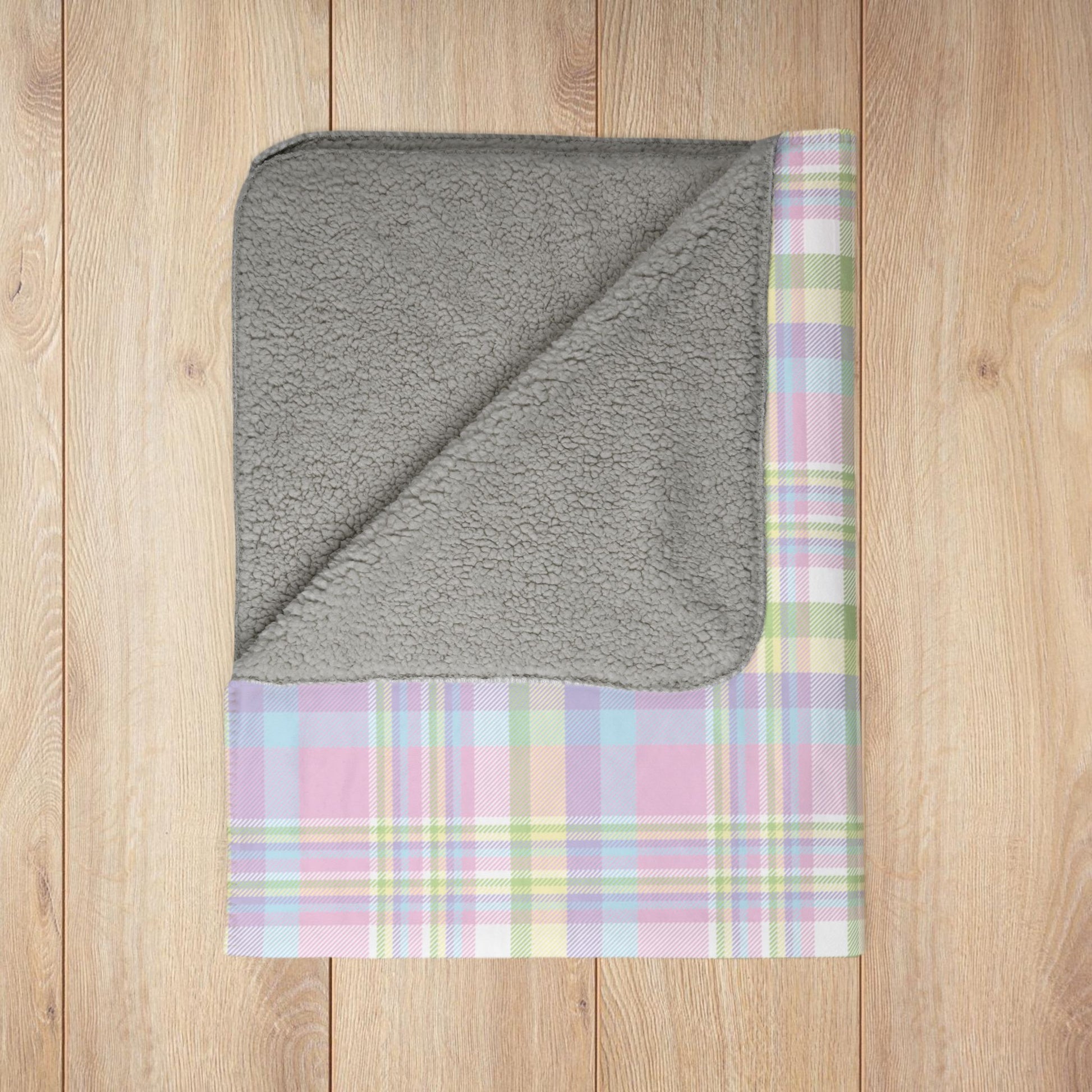Easter Pastel Plaid Fleece Sherpa Blanket