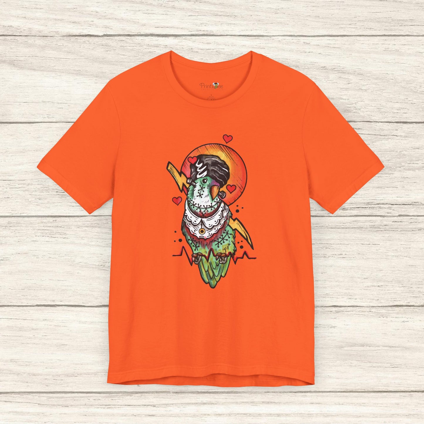 Bride of Frankenstein Lovebird, Hand-Drawn & Hand-Colored Tee