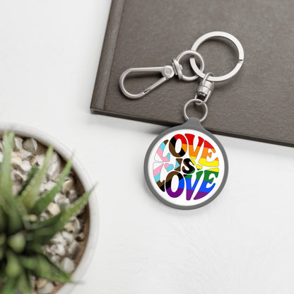 One size Grey Rainbow Progress Pride Love is Love Keychain