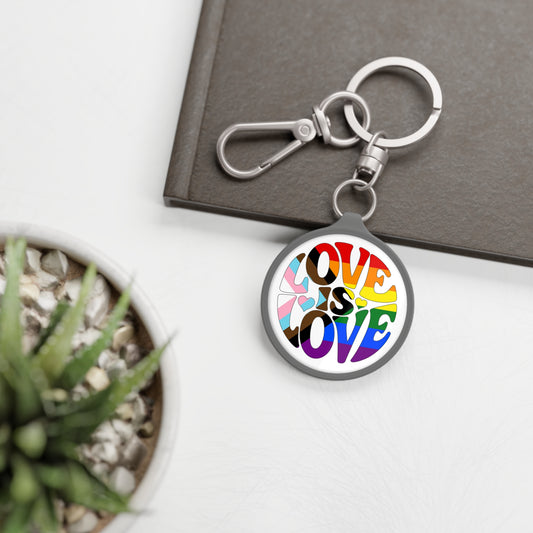 One size Grey Rainbow Progress Pride Love is Love Keychain