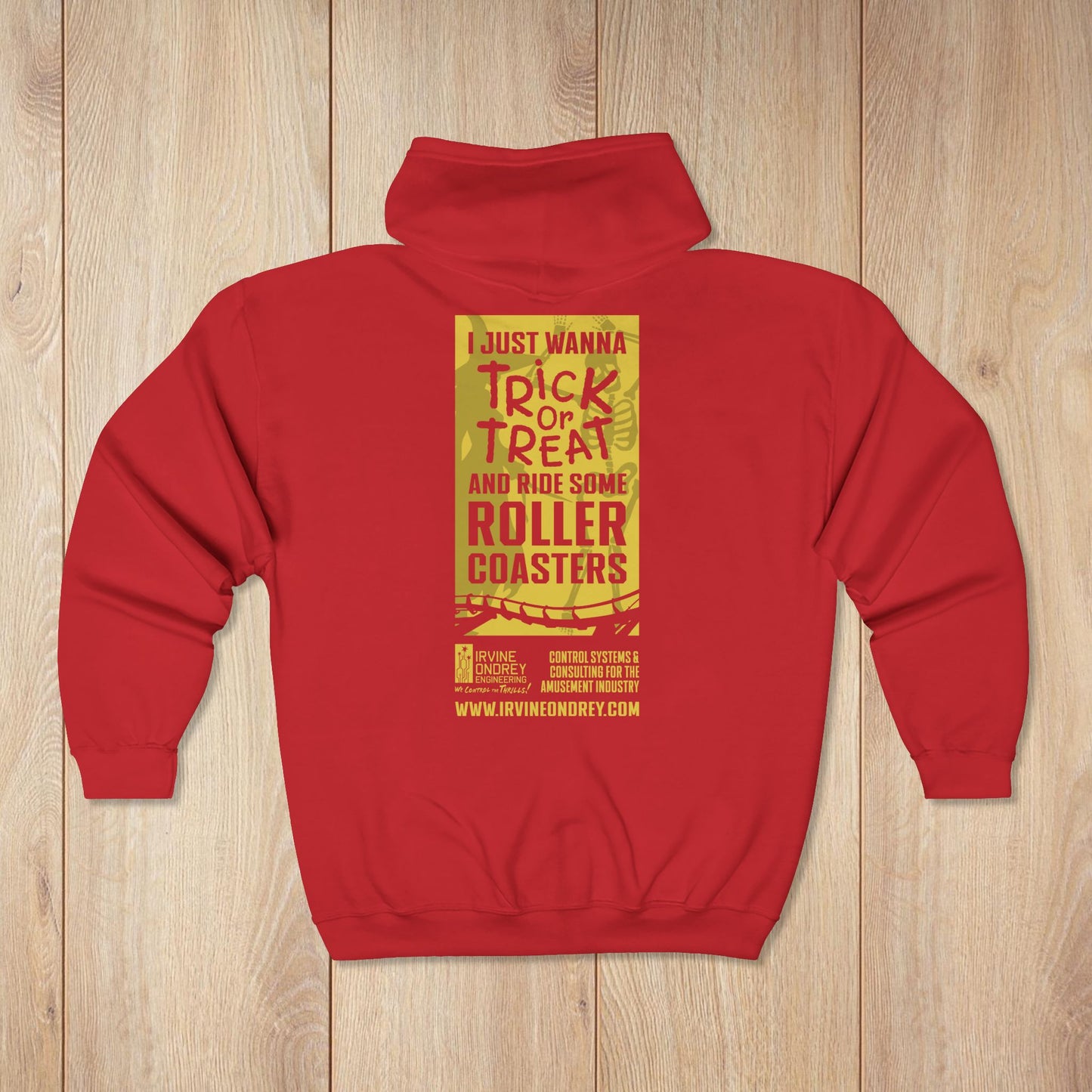 I Just Wanna Trick-or-Treat & Roller Coasters Zip Hoodie • Irvine Ondrey Engineering