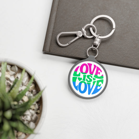 One size Grey Polysexual Pride Love is Love Keychain