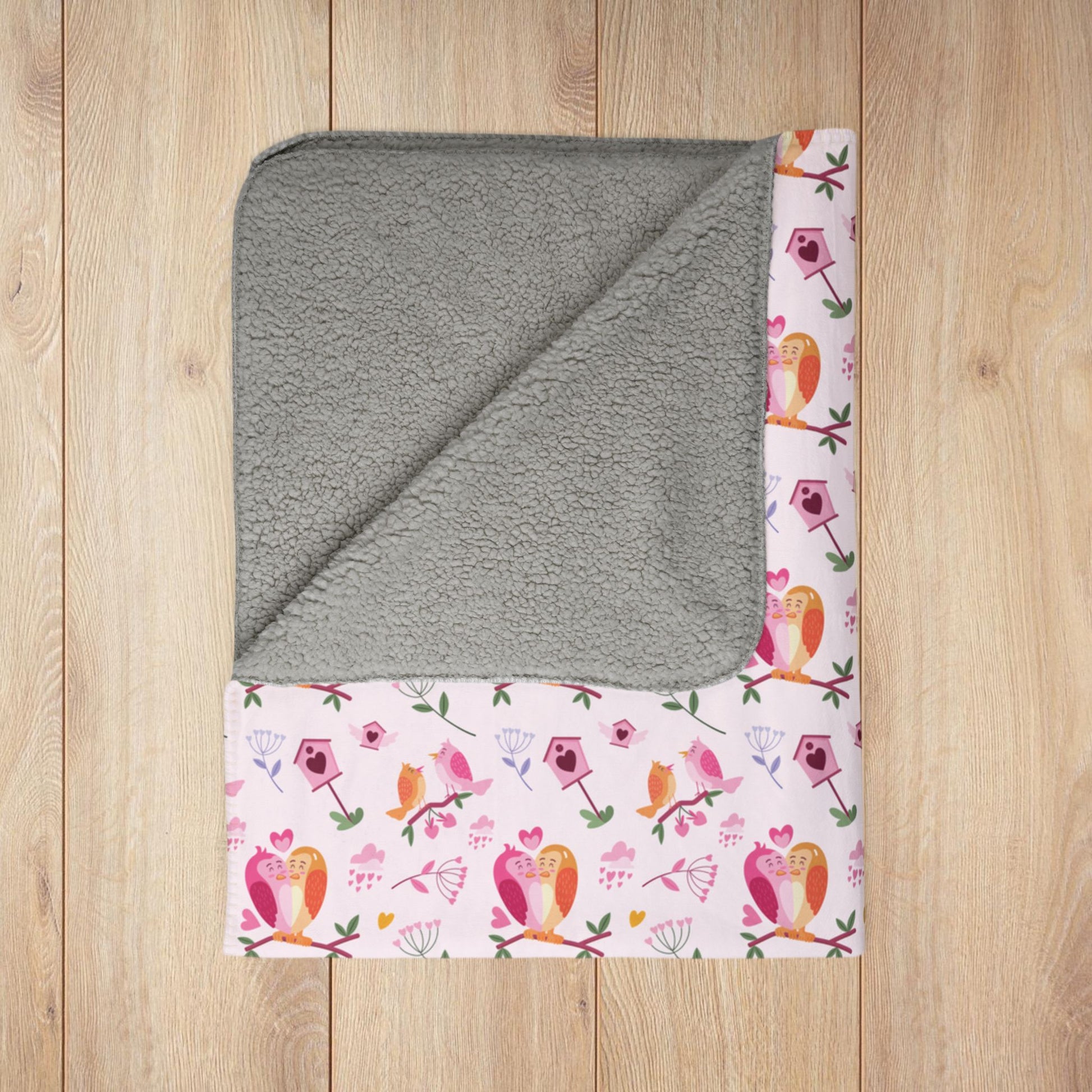 Birdie Love Valentine’s Day Fleece Sherpa Blanket