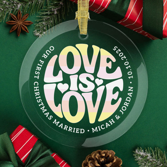 Round One Size Custom Glass Love is Love Pangender Pride 3.5" Circle Ornaments