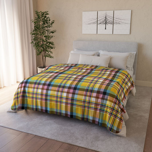 Intersex Progress Pride Plaid Fleece Sherpa Blanket