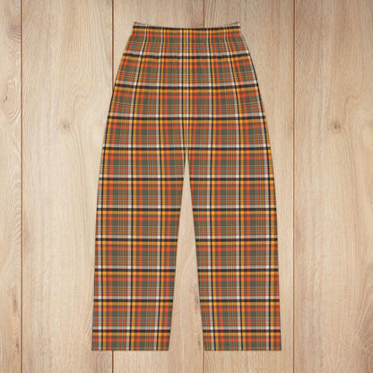Women’s Dark Green, Orange & Gold Elysburg PA Plaid Pajama Pants