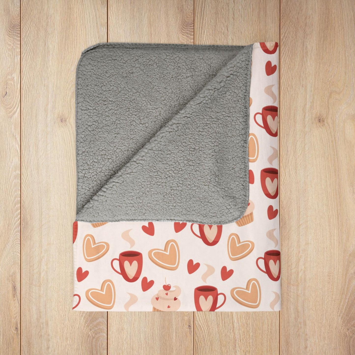 Coffee, Sweets & Hearts Valentine’s Day Fleece Sherpa Blanket