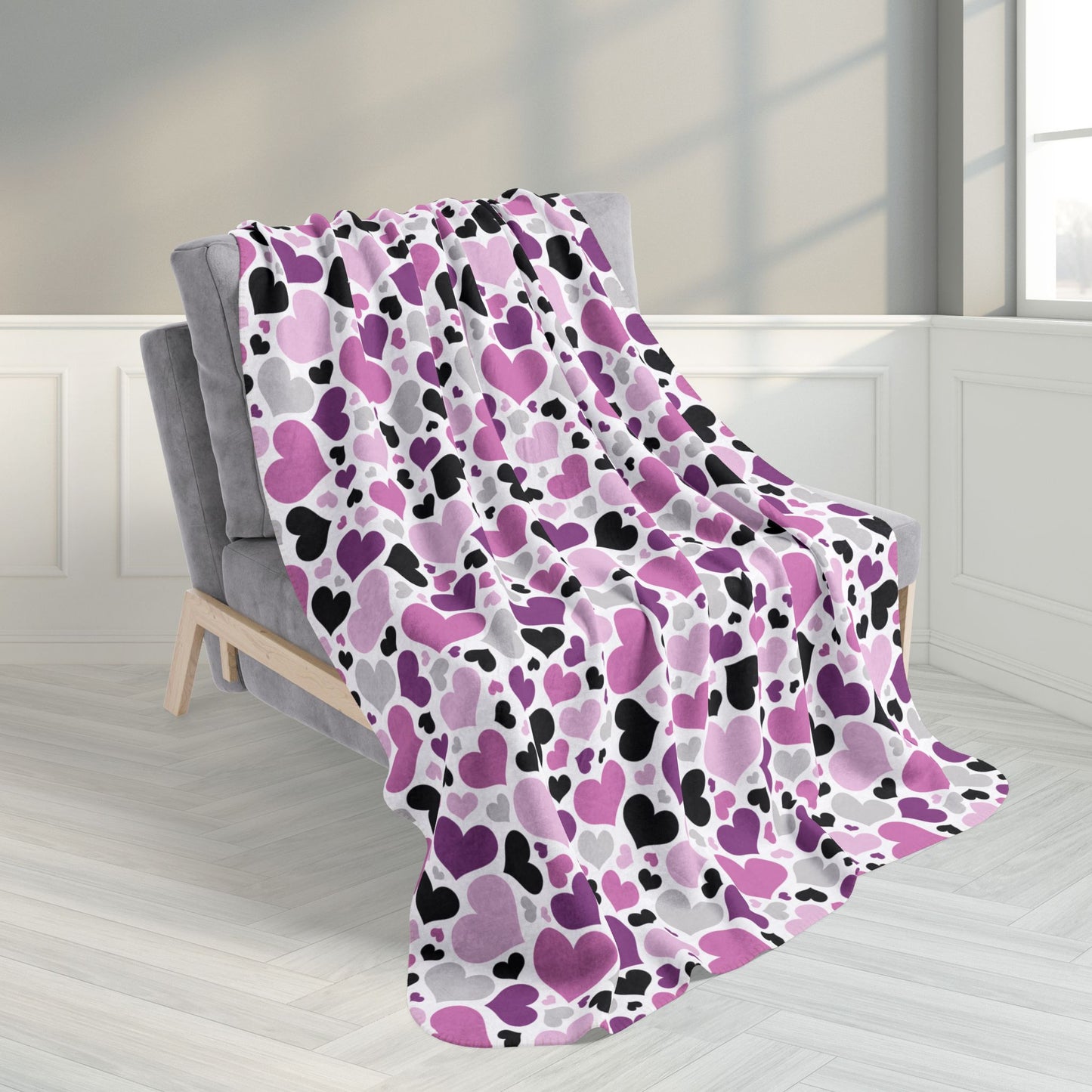 50" × 60" Straight Queer Pride Valentine’s Day Hearts Fleece Sherpa Blanket