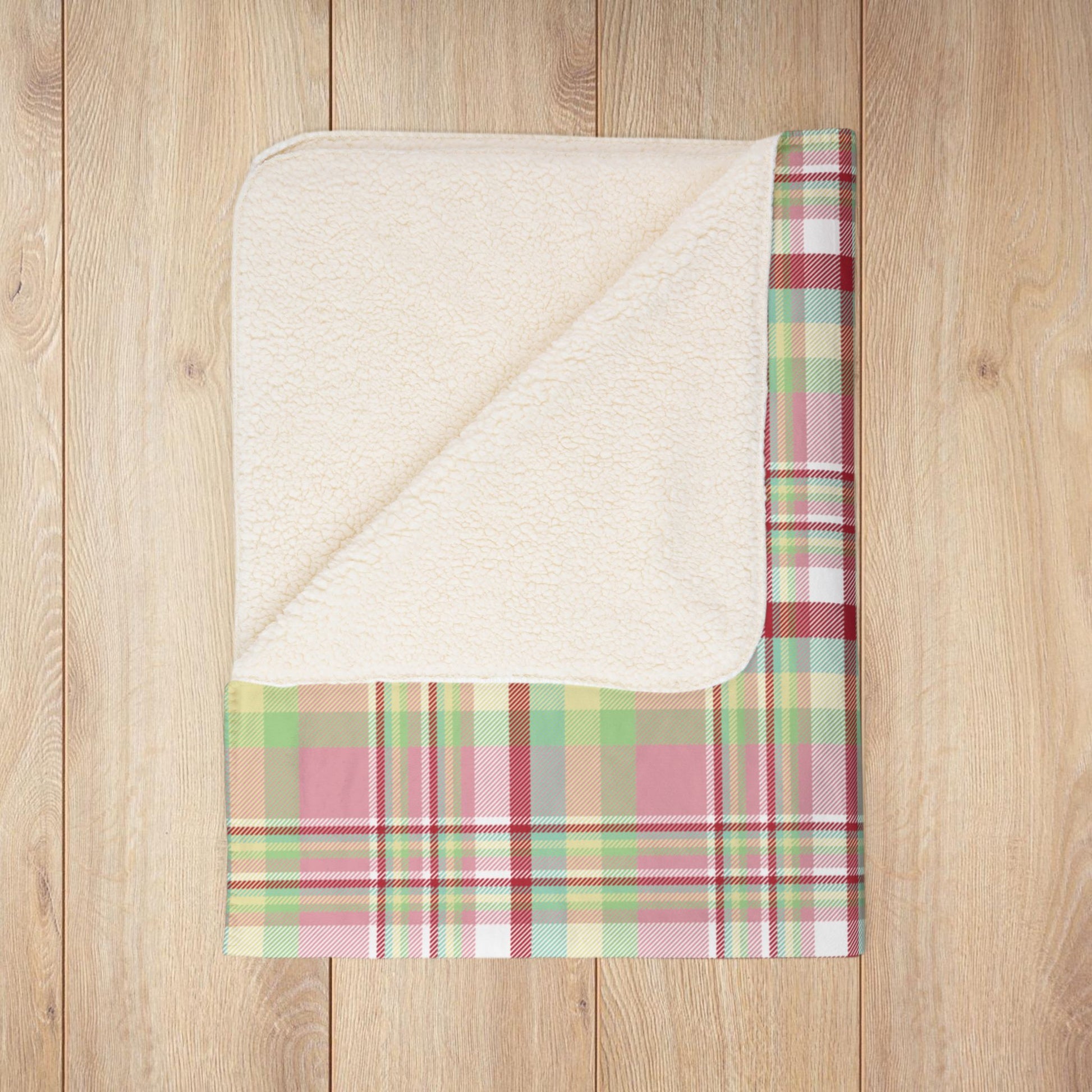 Christmas MCM Pink Plaid Fleece Sherpa Blanket