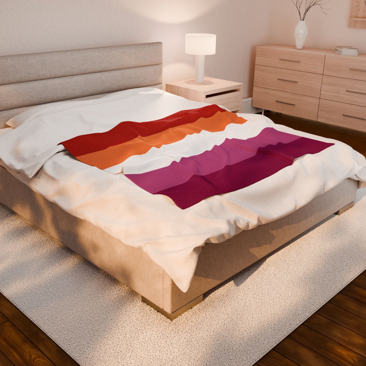 Lesbian Sunset Pride Flag Velveteen Plush Blanket