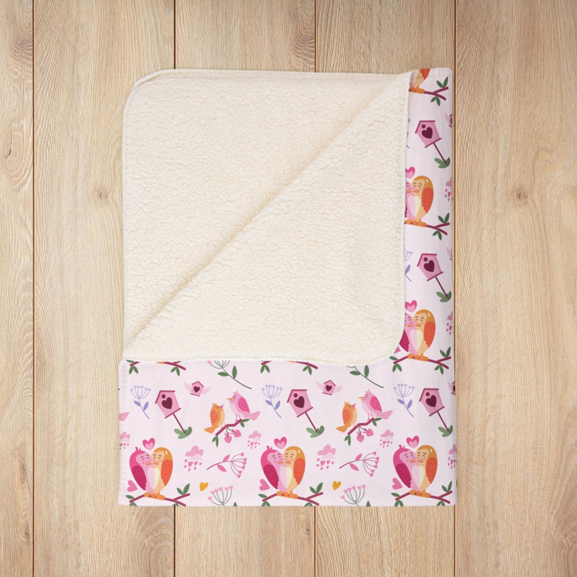 Birdie Love Valentine’s Day Fleece Sherpa Blanket
