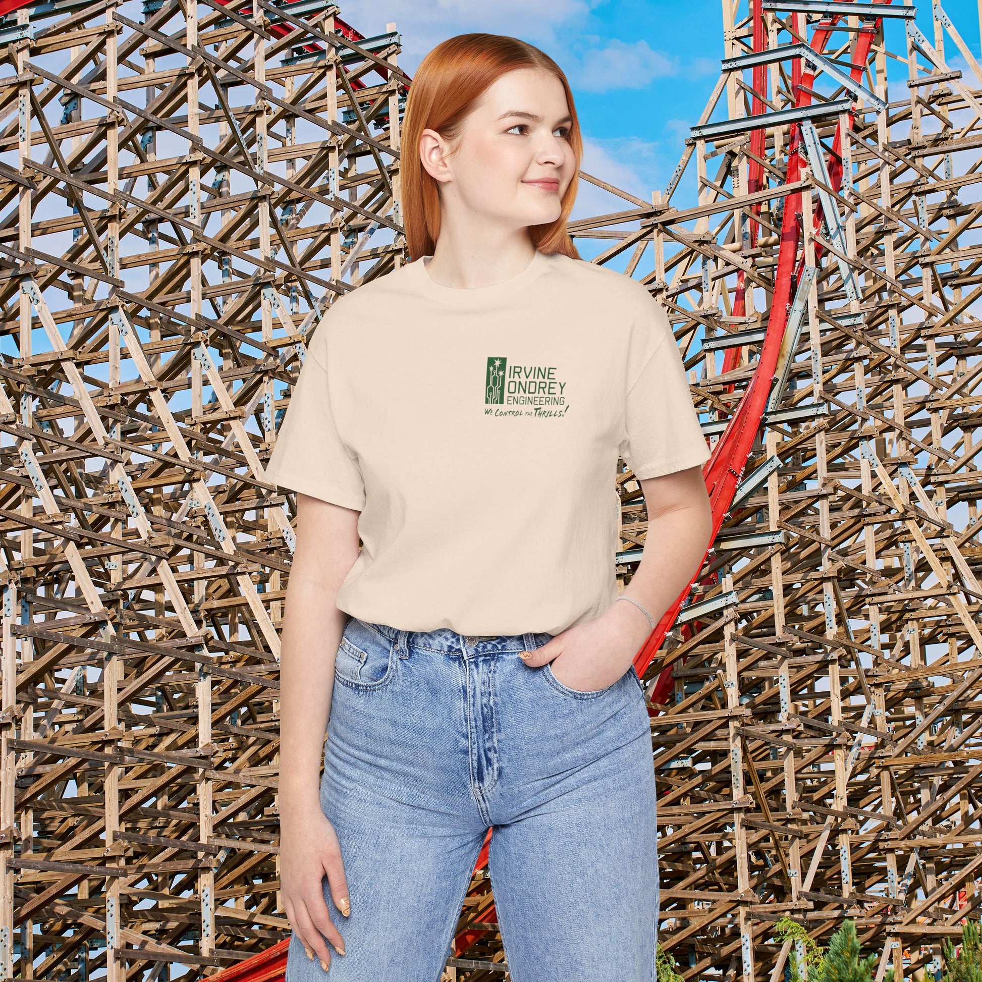 I Just Wanna Watch Basketball & Ride Roller Coasters Tee (BACK graphic) • Irvine Ondrey Engineering