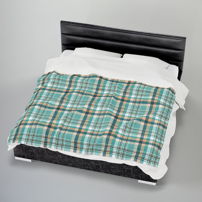 Coastal Shores Plaid Velveteen Plush Blanket