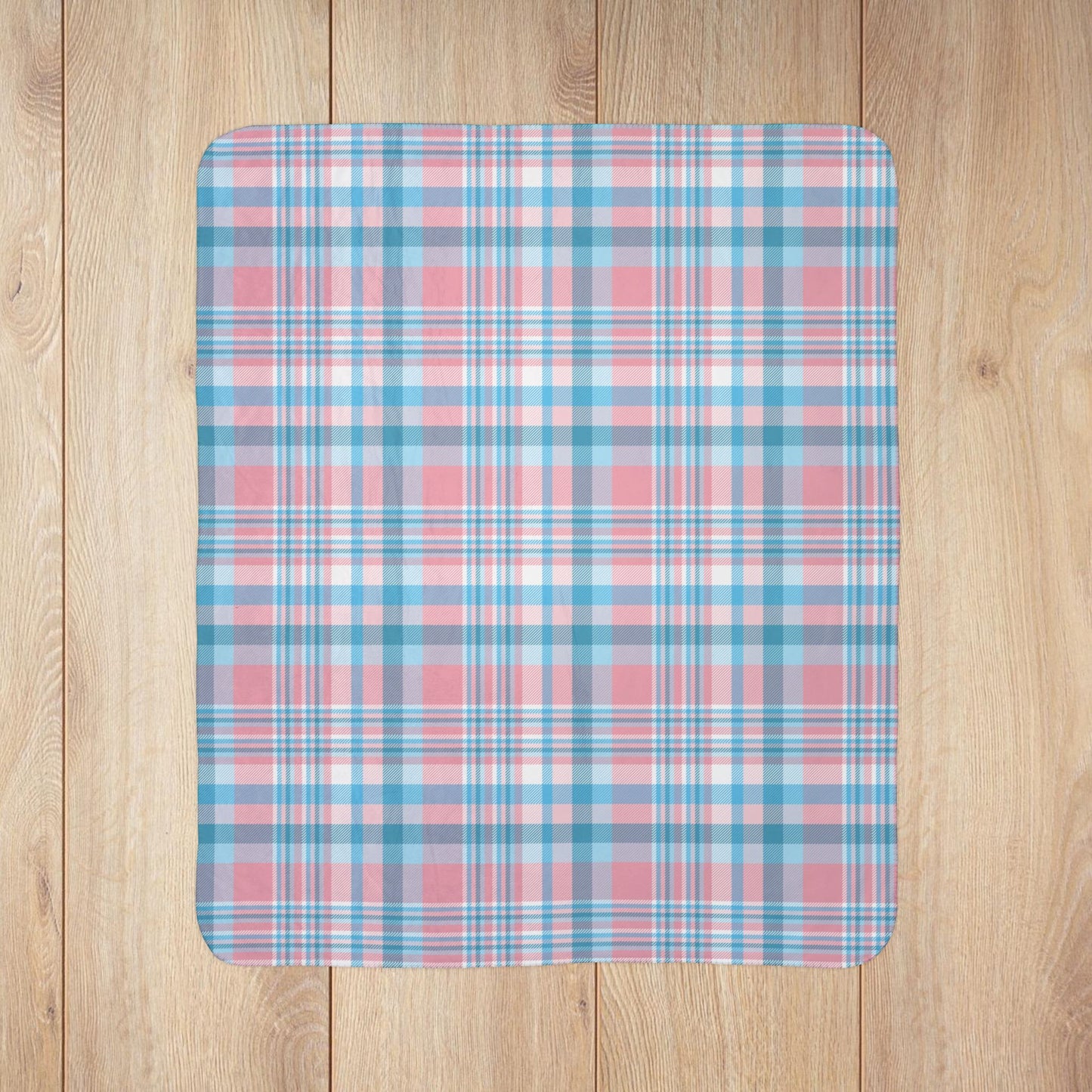 Transgender Pride Plaid Fleece Sherpa Blanket