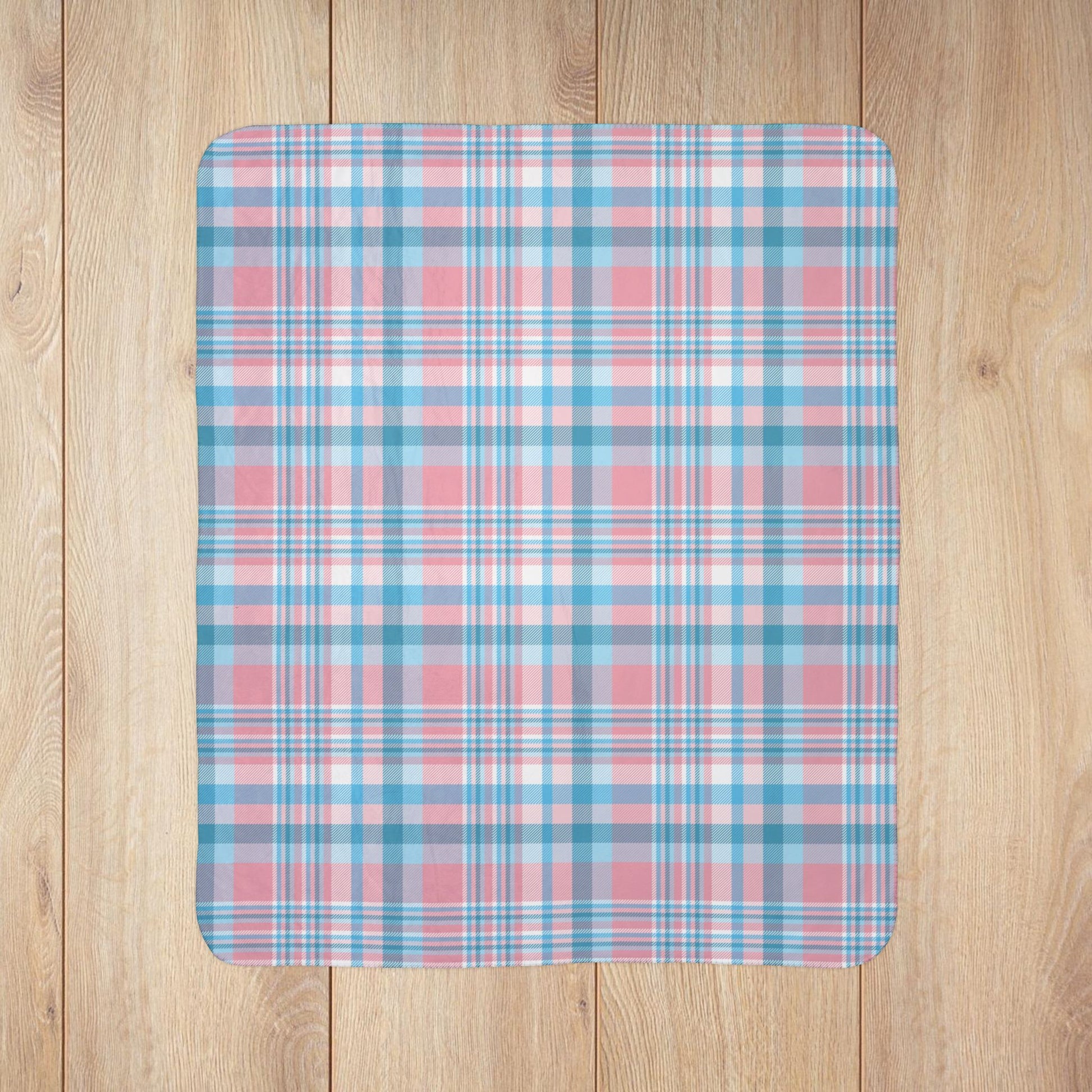 Transgender Pride Plaid Fleece Sherpa Blanket