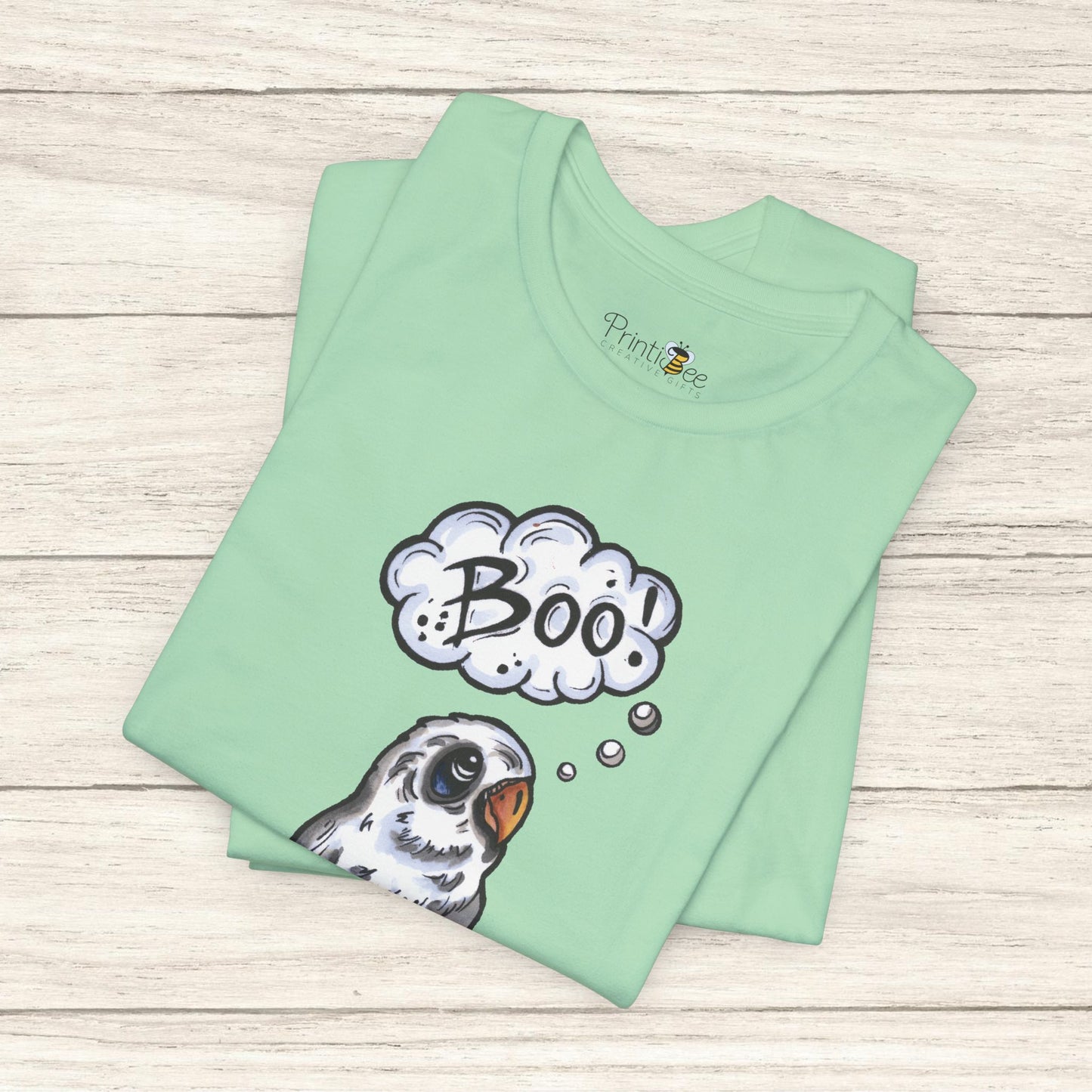 Ghost Lovebird Boo! Hand-Drawn & Hand-Colored Tee