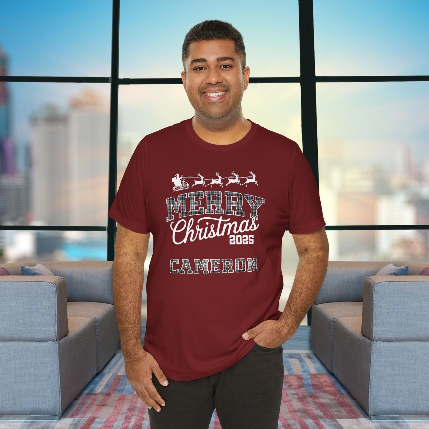 Cardinal Custom Ohio Christmas Plaid Tee or Pajama Top