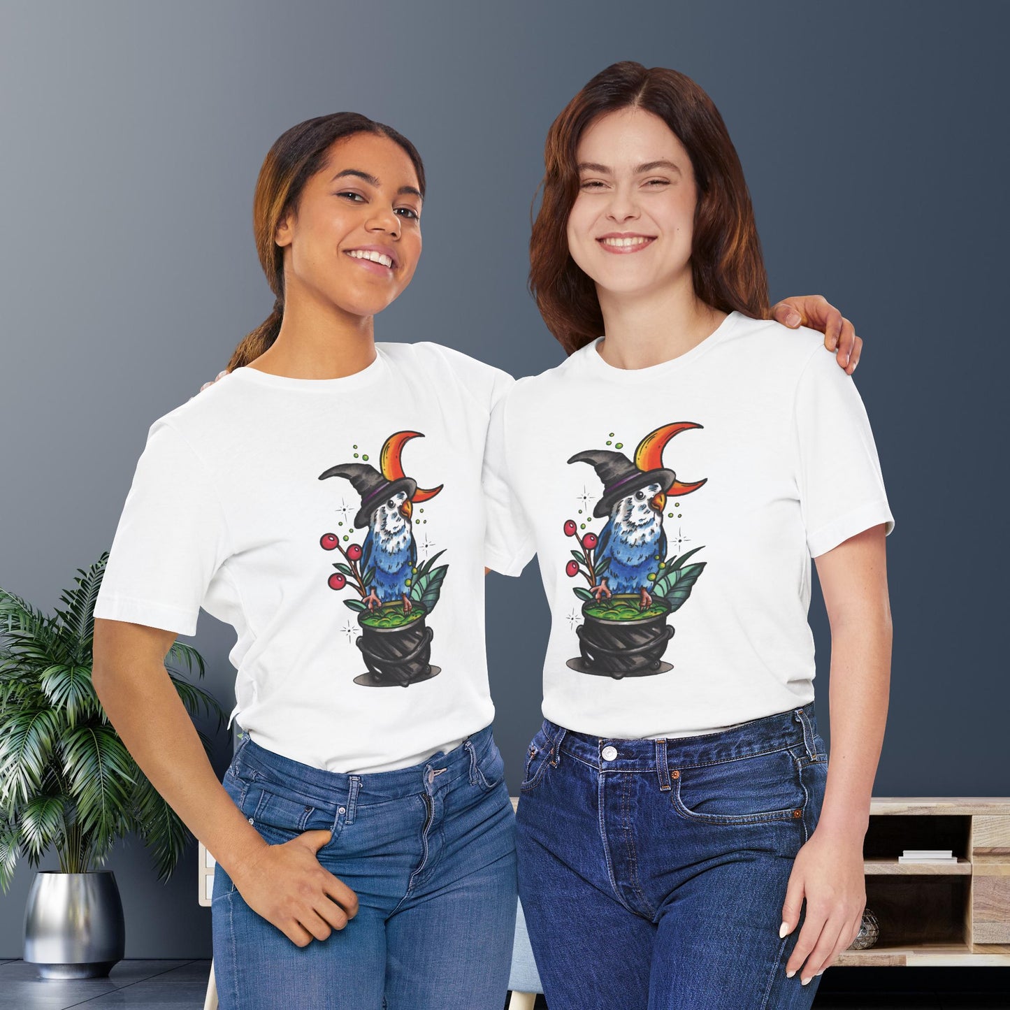 Lovebird Witch, Hand-Drawn & Hand-Colored Tee