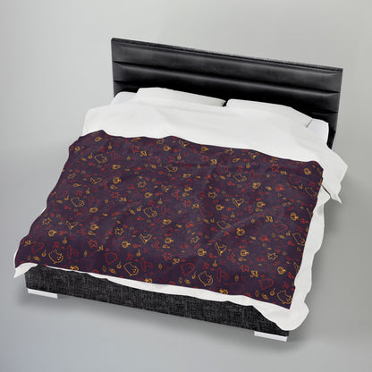 Halloween Maroon Multiolor Pattern Plaid Velveteen Plush Blanket
