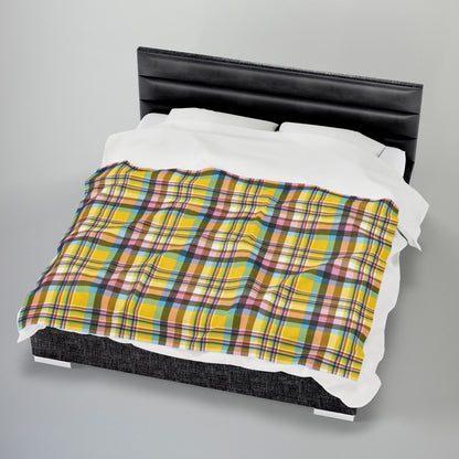 Intersex Progress Pride Plaid Velveteen Plush Blanket