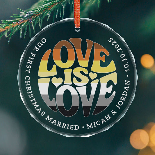 Round One size Custom Crystal Love is Love Bear Pride 3" Circle Ornament