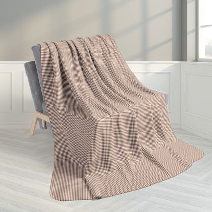 60" × 80" Grey Mocha & Cream Gingham Fleece Sherpa Blanket