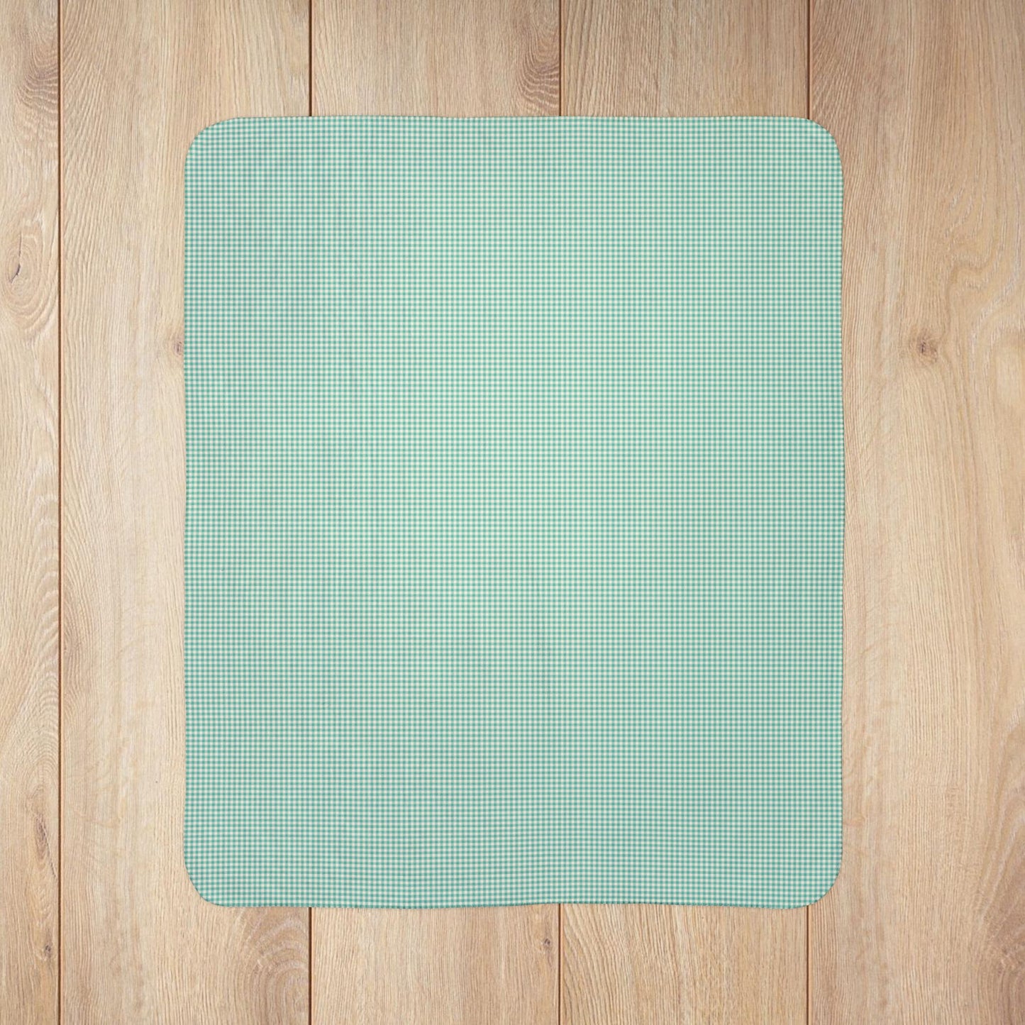 Turquoise & Cream Gingham Fleece Sherpa Blanket