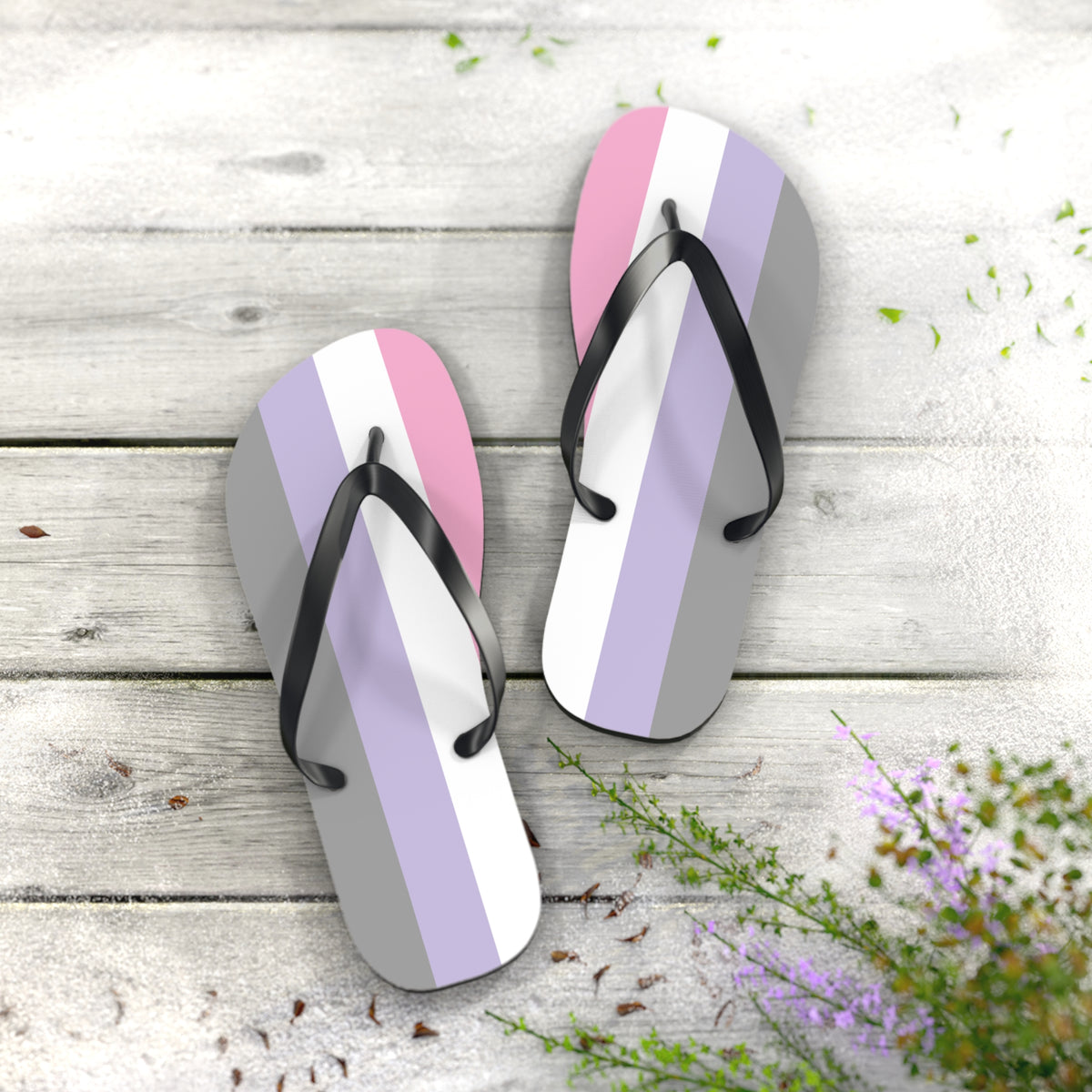 XL Black sole Cupiosexual Pride Flip Flops